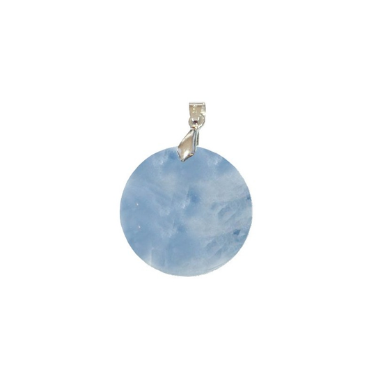 Pendentif Calcite Bleue Rond – Sérénité, Expression & Détente Émotionnelle