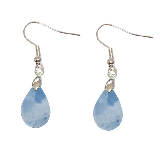 Boucles d’Oreilles Calcite Bleue Goutte – Apaisement & Expression en Douceur