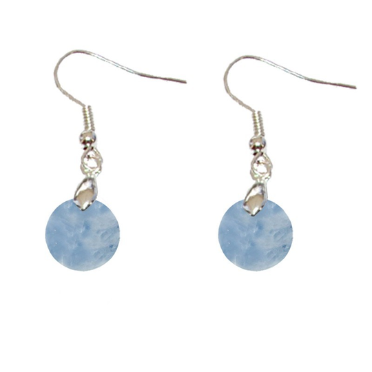 Boucles d’Oreilles Calcite Bleue Rond – Sérénité, Détente & Expression Apaisée