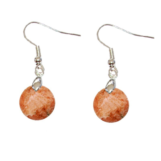 Boucles d’Oreilles Calcite Orange Rond – Vitalité, Confiance & Sérénité