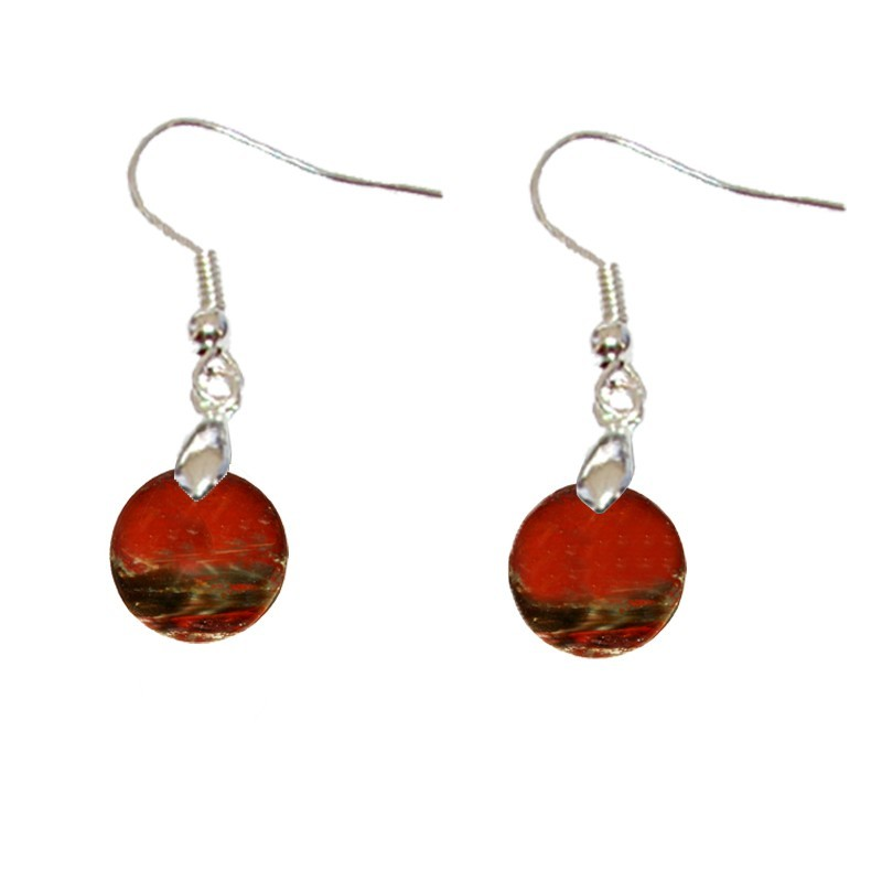Boucles d’Oreilles Bois Fossilisé Rond – Calme, Mémoire & Énergie Ancestrale