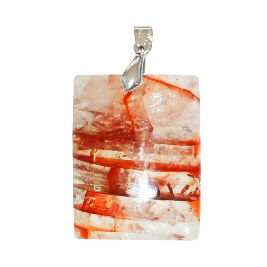 Pendentif Quartz Hématoïde Rouge Rectangle – Énergie Vitale, Stabilité & Transformation Intérieure