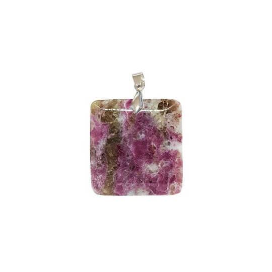 Pendentif Tourmaline Rose Carré – Protection, Vitalité & Épanouissement Émotionnel