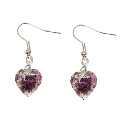 Boucles d'Oreilles Tourmaline Rose Cœur