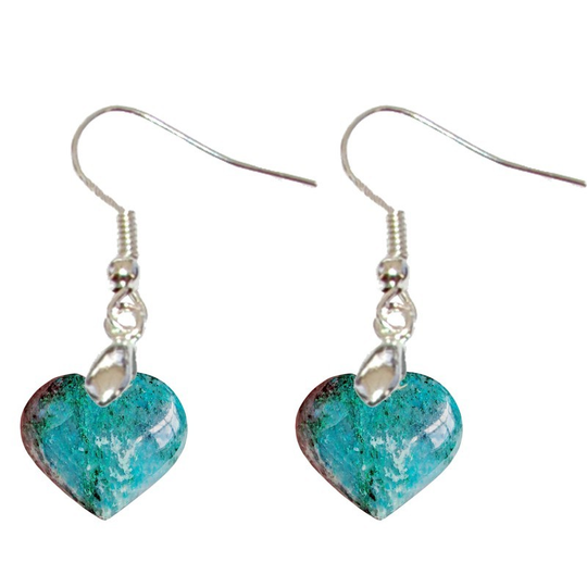 Chrysokoll-Madagaskar-Herz-Ohrringe