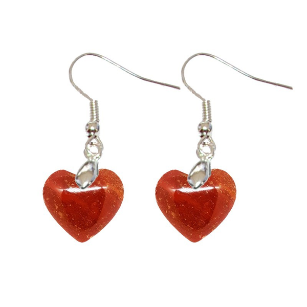 Boucles d'Oreilles Jaspe Rouge Cœur