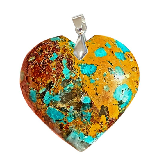 Pendentif Chrysocolle Multicolore Cœur – Harmonie, Apaisement & Communication