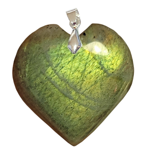 Pendentif Labradorite Verte Cœur