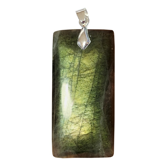 Pendentif Labradorite Verte Rectangle Fin – Protection & Régénération