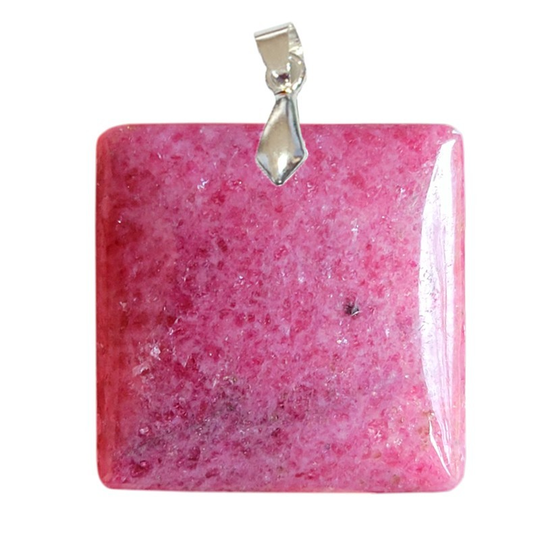 Pendentif Rhodonite EXTRA Carré – Sérénité & Force Émotionnelle