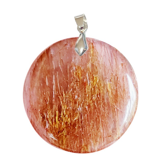 Pendentif Quartz à Inclusions de Rutile Rond – Force & Lumière Intérieure