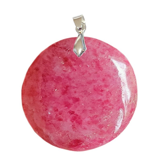 Pendentif Rhodonite EXTRA Rond – Apaisement & Confiance