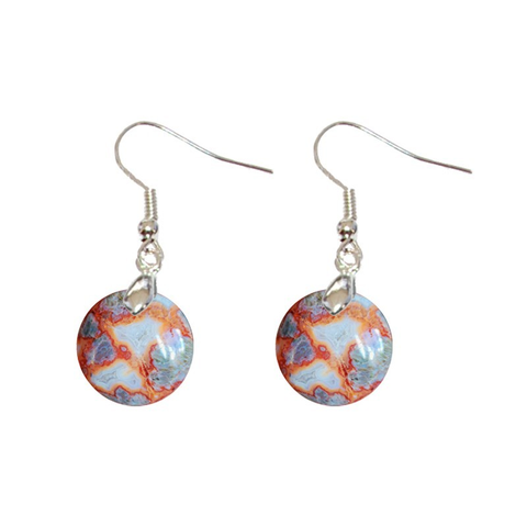 Boucles d'Oreilles Agate Rouge Rond