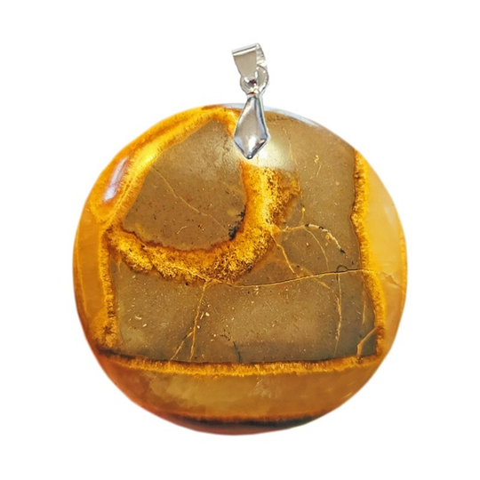 Pendentif Septaria Rouge Rond – Force Intérieure &amp; Maîtrise de Soi