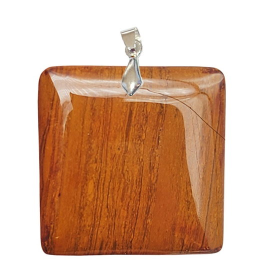 Pendentif Jaspe Orbiculaire Carré – Équilibre et Régénération