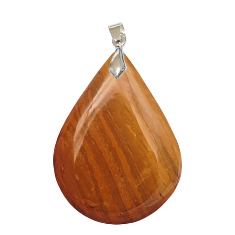 Pendentif Jaspe Marron Rubané Goutte