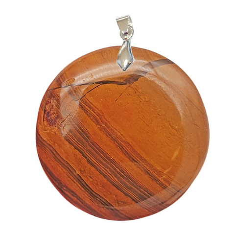 Pendentif Jaspe Marron Rubané Rond