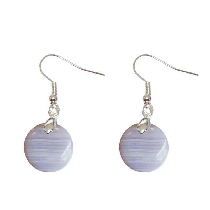 Boucles d’Oreilles Agate Rubanée Rond – Équilibre et Sérénité