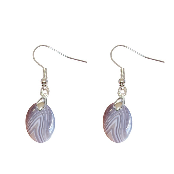 Boucles d'Oreilles Agate Rubanée Ovale