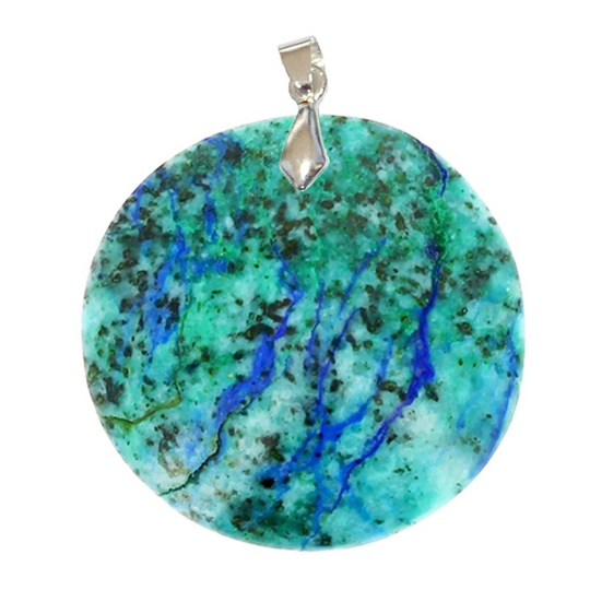 Pendentif Azurite/Chrysocolle Rond – Épanouissement et Relaxation