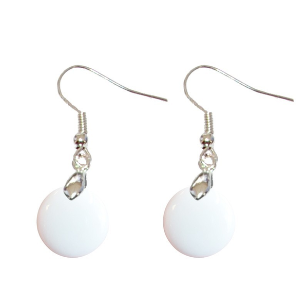 Boucles d'Oreille Agate Blanche Rond