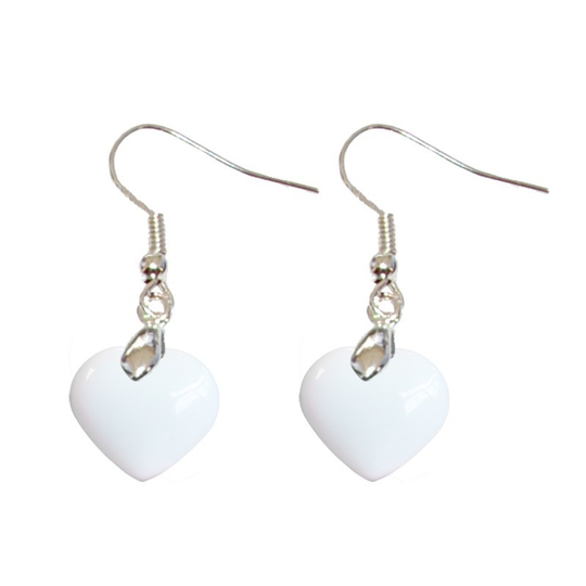 Weiße Achat-Herz-Ohrringe
