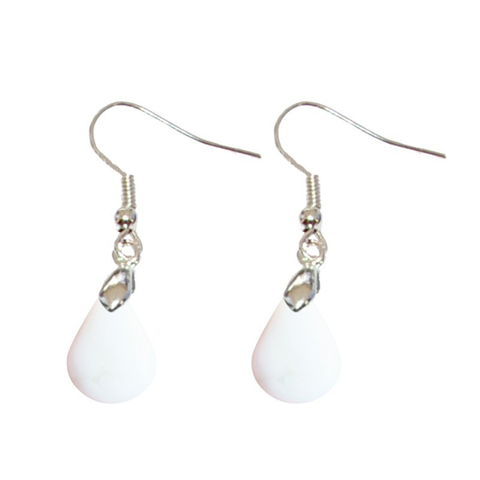 Weiße Achat-Tropfen-Ohrringe