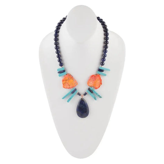 Türkis-Magnesit-Jaspis-Tropfhalskette