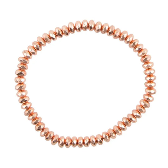Bracelet extensible en hématite recouvert de cuivre facetté