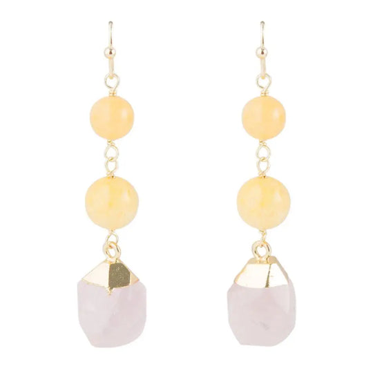 Pendants d'oreilles pastel paisibles - Rose et jaune