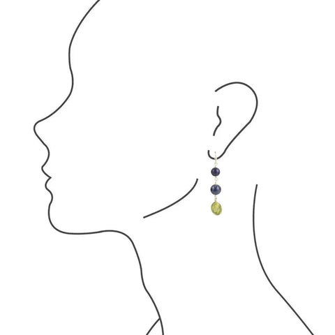 Boucle d'oreille goutte lapis et jaspe