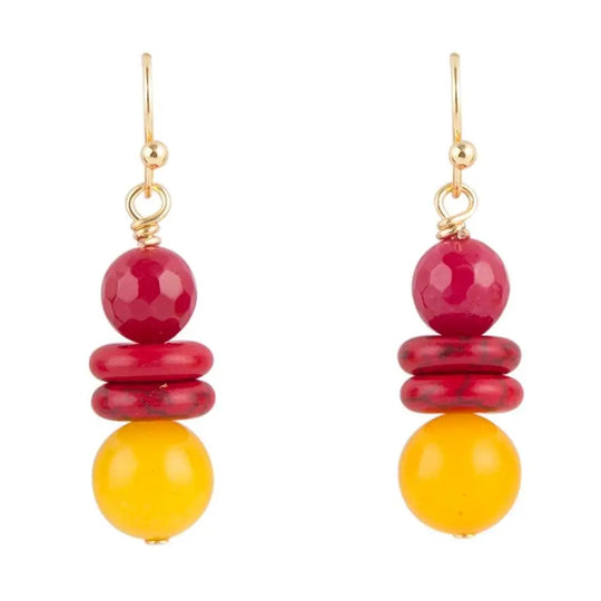 Boucles d'oreilles en bronze jade et quartz