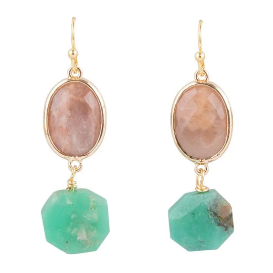 Boucles d'oreilles en pierre de soleil et véracite