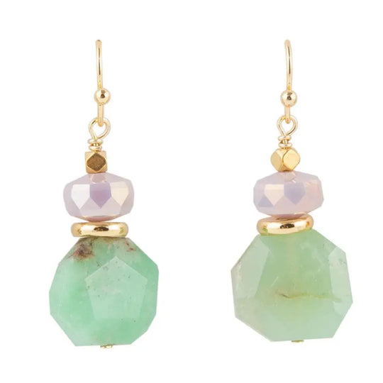 Boucles d'oreilles en cristal mauve et véracite