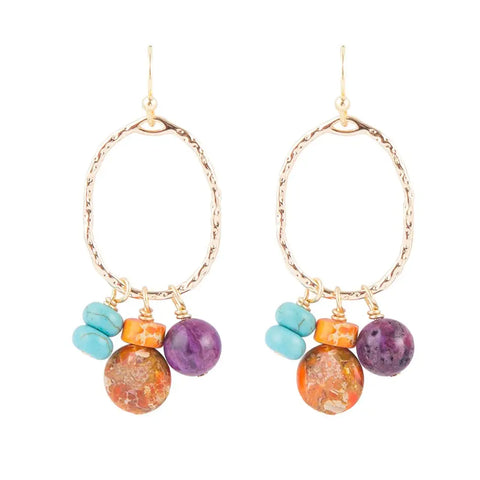 Boucles d'oreilles multi-pierres orange hiver western