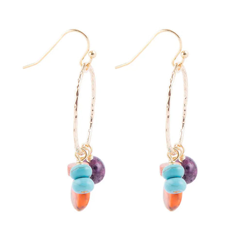 Boucles d'oreilles multi-pierres orange hiver western