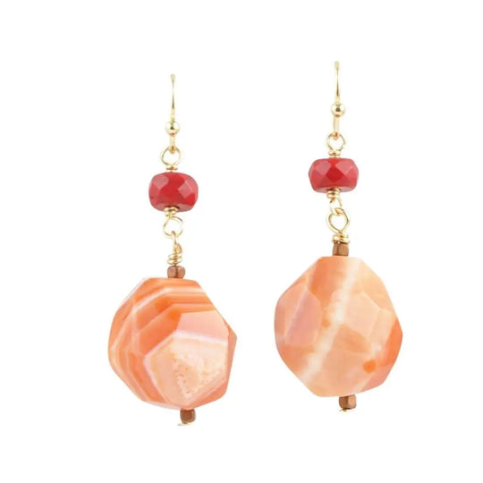 Boucle d'oreille goutte d'agate orange