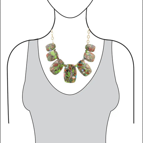 Collier de dalles de verts mixtes