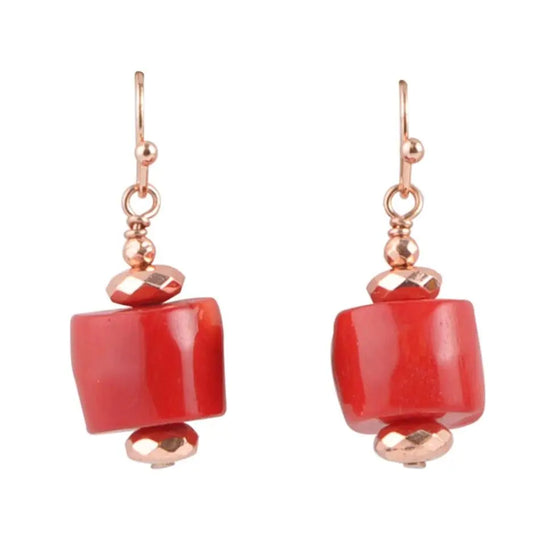 Boucle d'oreille en bambou rouge