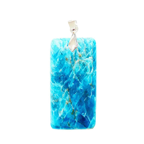 Pendentif Rectangulaire Fin en Apatite Claire Extra