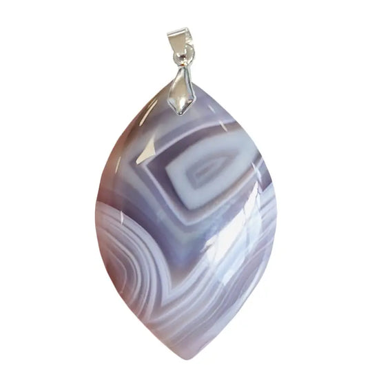 Pendentif Marquise en Agate Bandelée – Équilibre & Confiance
