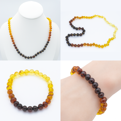 Pack Collier + Bracelet Ambre - Perles Baroques Multicolore