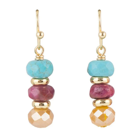 Boucles d'oreilles en cristal et agate fuchsia