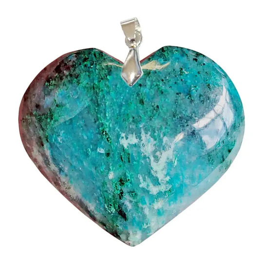 Pendentif Cœur en Chrysocolle – Harmonie & Transformation Positive