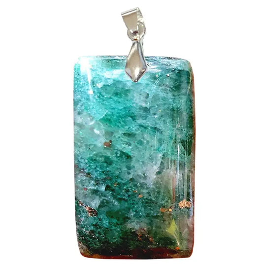 Pendentif Rectangulaire en Fuschite & Marcasite – Clarté & Équilibre