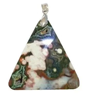 Pendentif Triangulaire en Jaspe Orbiculaire