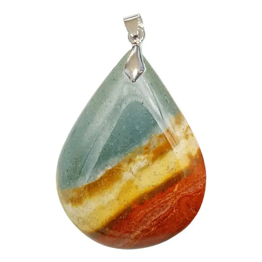 Pendentif Goutte en Jaspe Polychrome – Harmonie & Fluidité intérieure