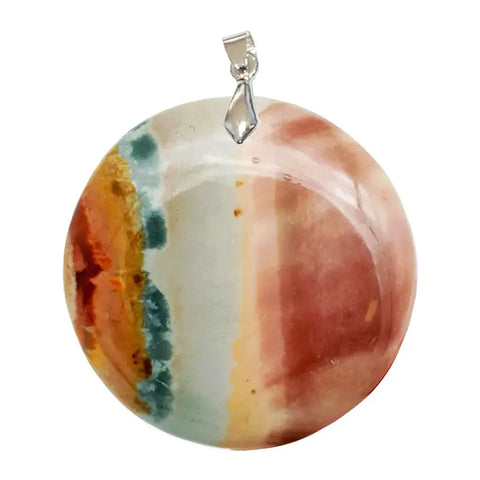 Pendentif Rond en Jaspe Polychrome