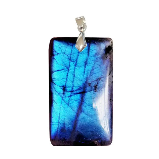 Pendentif Rectangulaire en Labradorite Extra – Bouclier Énergétique & Charisme Intuitif