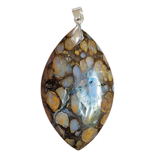 Pendentif Marquise en Opale Noire et Blanche – Force & Équilibre Intérieur